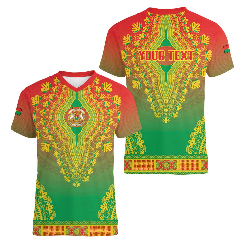 Personalized Burkina Faso African Dashiki Women V-Neck T-Shirt - Wonder Print Shop