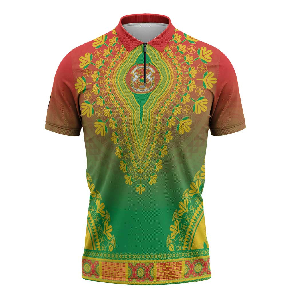 Personalized Burkina Faso African Dashiki Zipper Polo Shirt - Wonder Print Shop