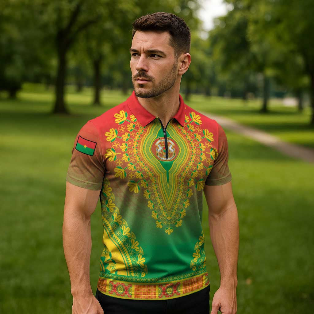 Personalized Burkina Faso African Dashiki Zipper Polo Shirt - Wonder Print Shop