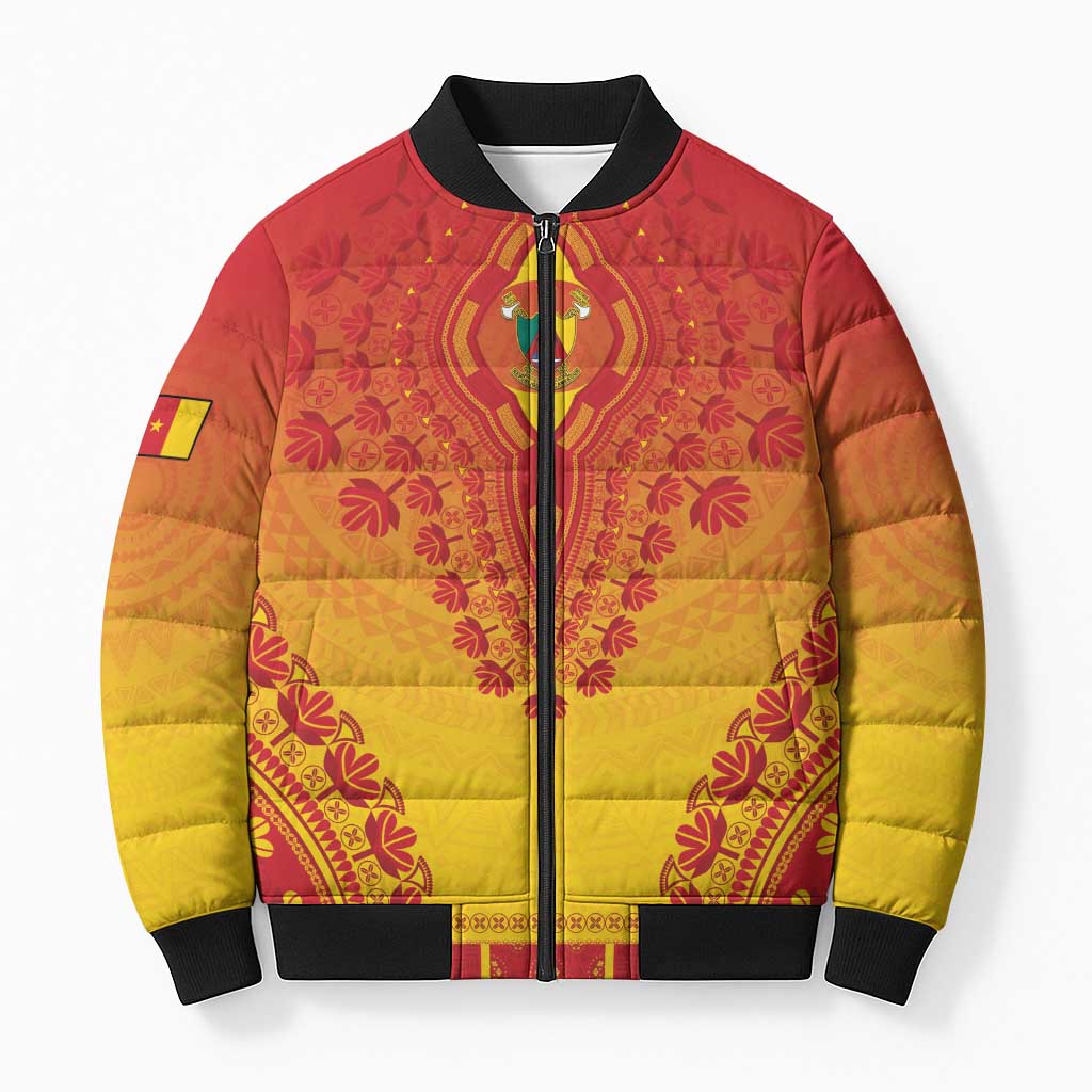 Personalized Cameroon African Dashiki Bomber Puffer Jacket - Wonder Print Shop