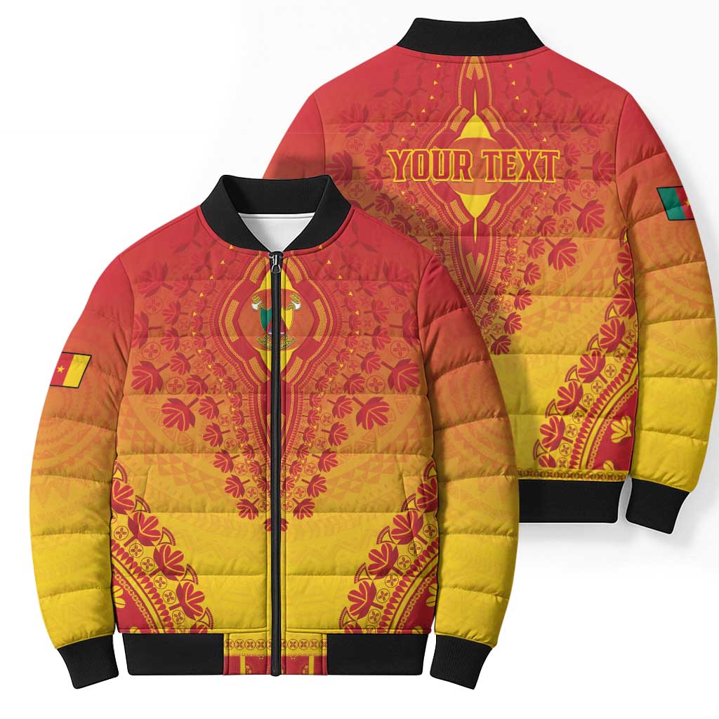 Personalized Cameroon African Dashiki Bomber Puffer Jacket - Wonder Print Shop