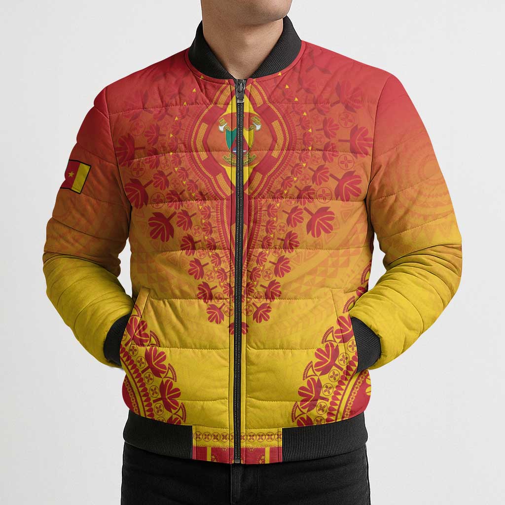Personalized Cameroon African Dashiki Bomber Puffer Jacket - Wonder Print Shop
