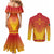 Personalized Cameroon African Dashiki Couples Matching Mermaid Dress and Long Sleeve Button Shirt - Wonder Print Shop