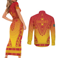 Personalized Cameroon African Dashiki Couples Matching Short Sleeve Bodycon Dress and Long Sleeve Button Shirt - Wonder Print Shop