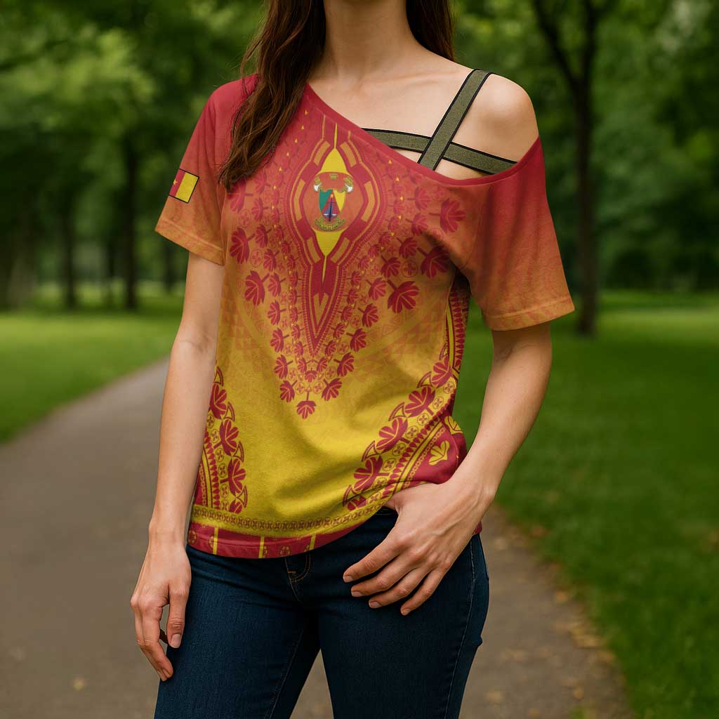 Personalized Cameroon African Dashiki Cross Shoulder Shirt - Wonder Print Shop