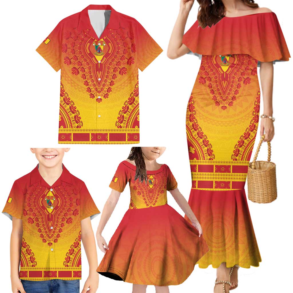 Personalized Cameroon African Dashiki Family Matching Mermaid Dress and Hawaiian Shirt - Wonder Print Shop