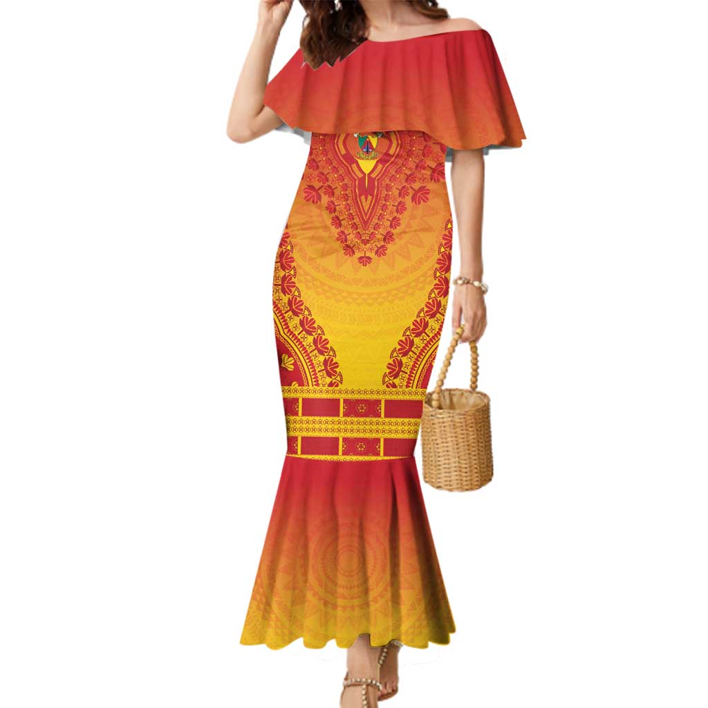 Personalized Cameroon African Dashiki Family Matching Mermaid Dress and Hawaiian Shirt - Wonder Print Shop