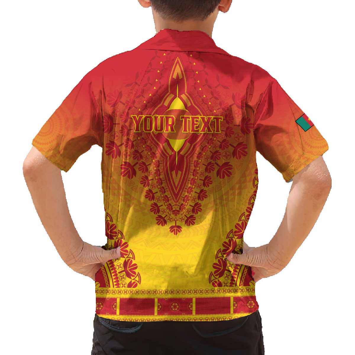 Personalized Cameroon African Dashiki Family Matching Off The Shoulder Long Sleeve Dress and Hawaiian Shirt - Wonder Print Shop