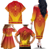 Personalized Cameroon African Dashiki Family Matching Off The Shoulder Long Sleeve Dress and Hawaiian Shirt - Wonder Print Shop
