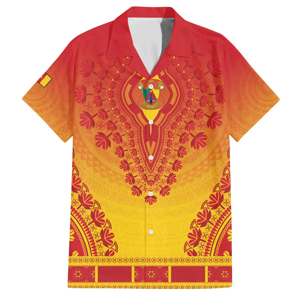 Personalized Cameroon African Dashiki Family Matching Off The Shoulder Long Sleeve Dress and Hawaiian Shirt - Wonder Print Shop