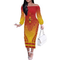 Personalized Cameroon African Dashiki Family Matching Off The Shoulder Long Sleeve Dress and Hawaiian Shirt - Wonder Print Shop