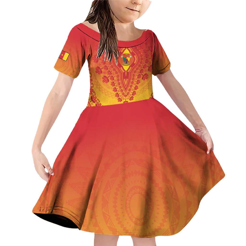 Personalized Cameroon African Dashiki Family Matching Off Shoulder Short Dress and Hawaiian Shirt - Wonder Print Shop