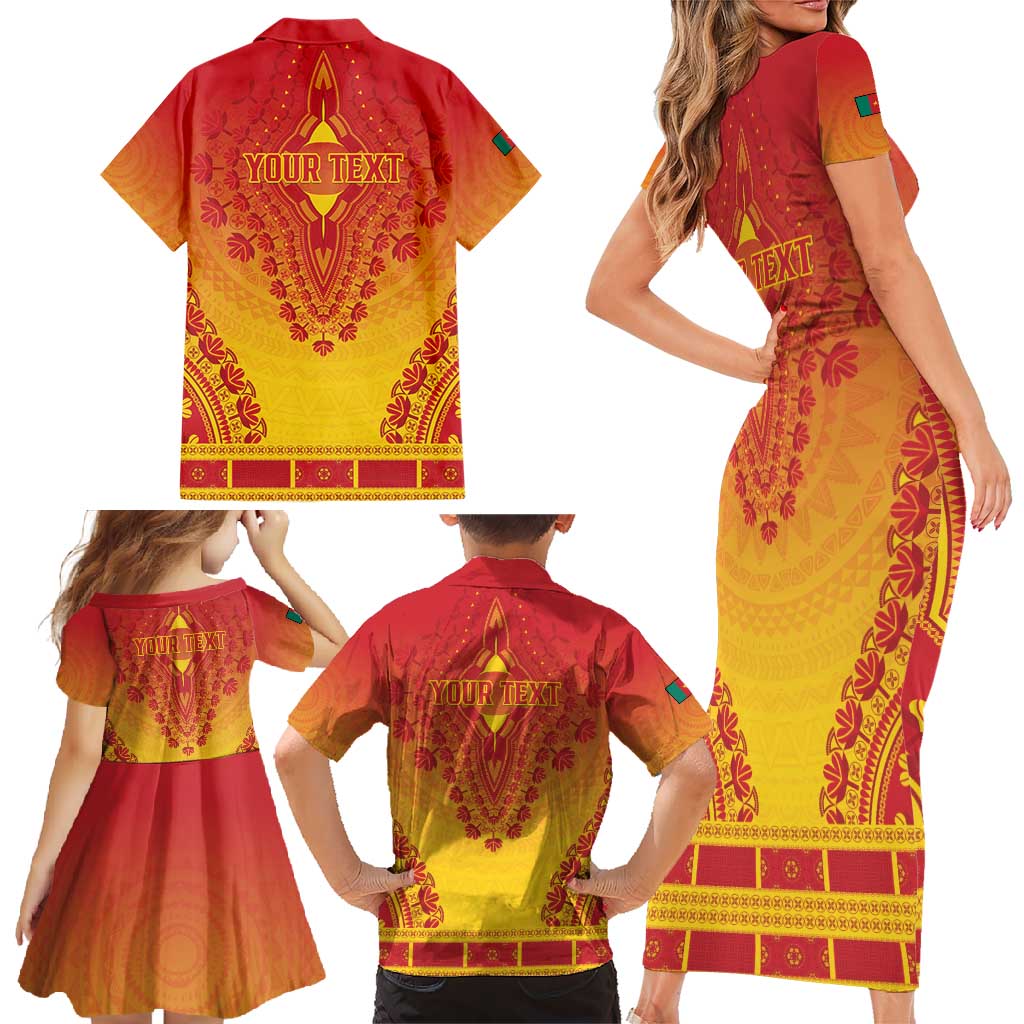 Personalized Cameroon African Dashiki Family Matching Short Sleeve Bodycon Dress and Hawaiian Shirt - Wonder Print Shop