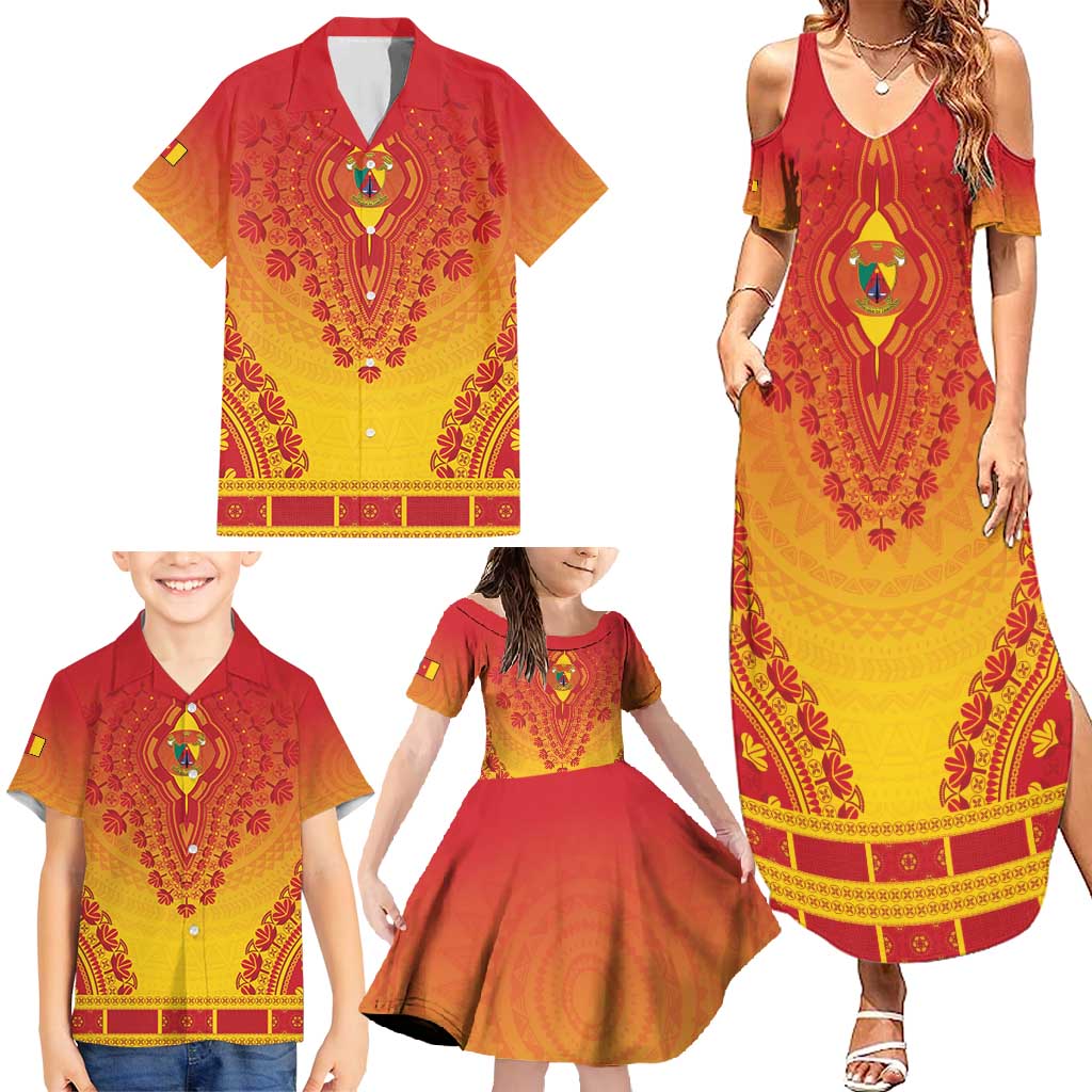Personalized Cameroon African Dashiki Family Matching Summer Maxi Dress and Hawaiian Shirt - Wonder Print Shop