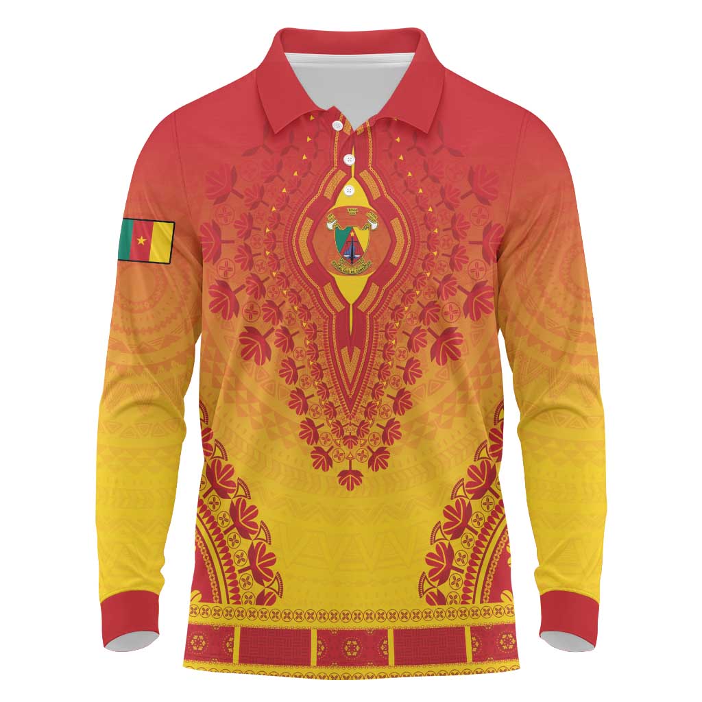 Personalized Cameroon African Dashiki Long Sleeve Polo Shirt - Wonder Print Shop