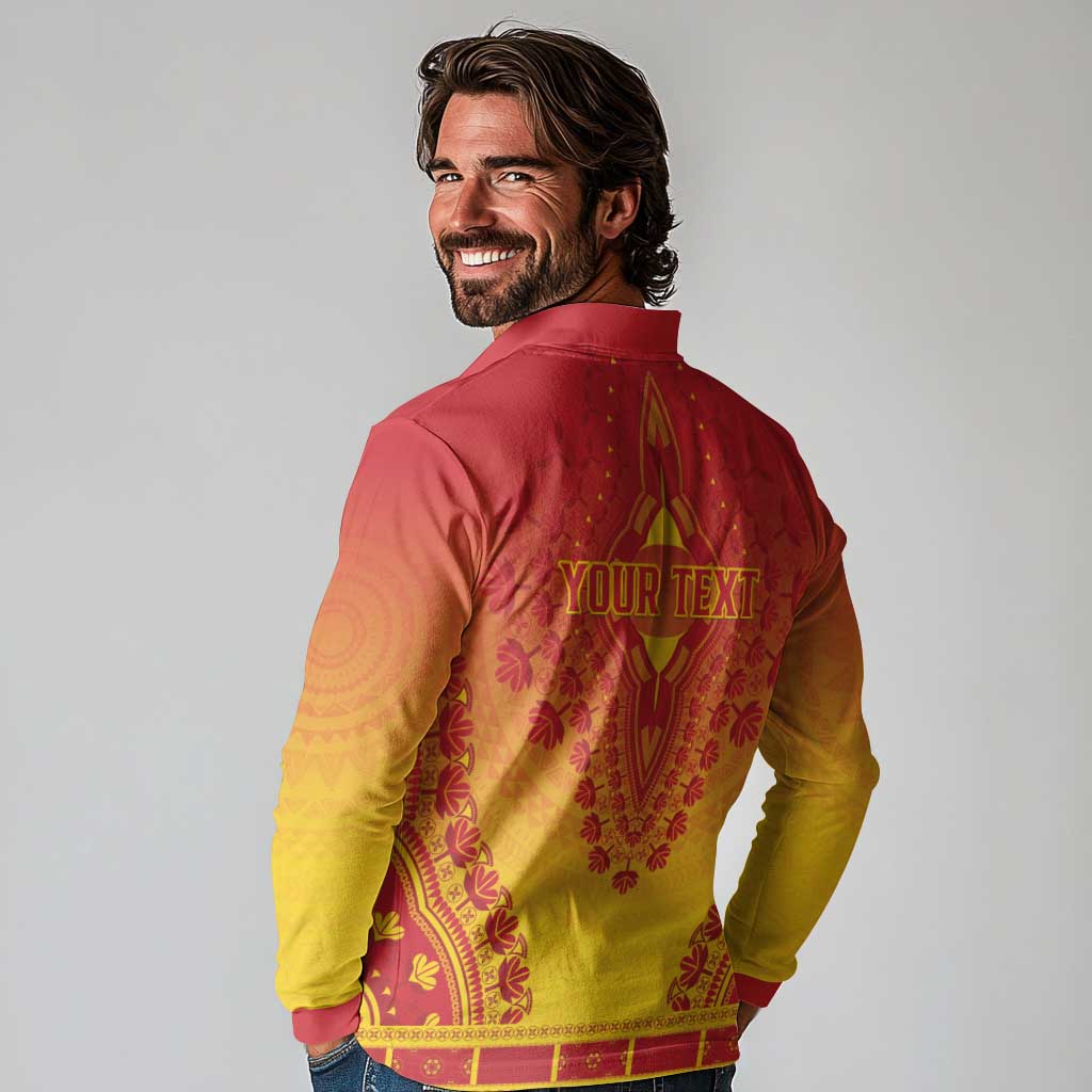 Personalized Cameroon African Dashiki Long Sleeve Polo Shirt - Wonder Print Shop