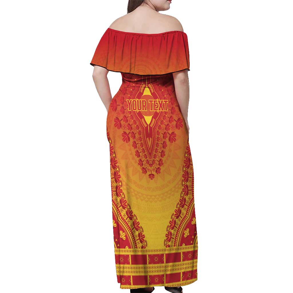 Personalized Cameroon African Dashiki Off Shoulder Maxi Dress - Wonder Print Shop