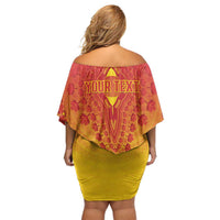 Personalized Cameroon African Dashiki Off Shoulder Short Dress - Wonder Print Shop