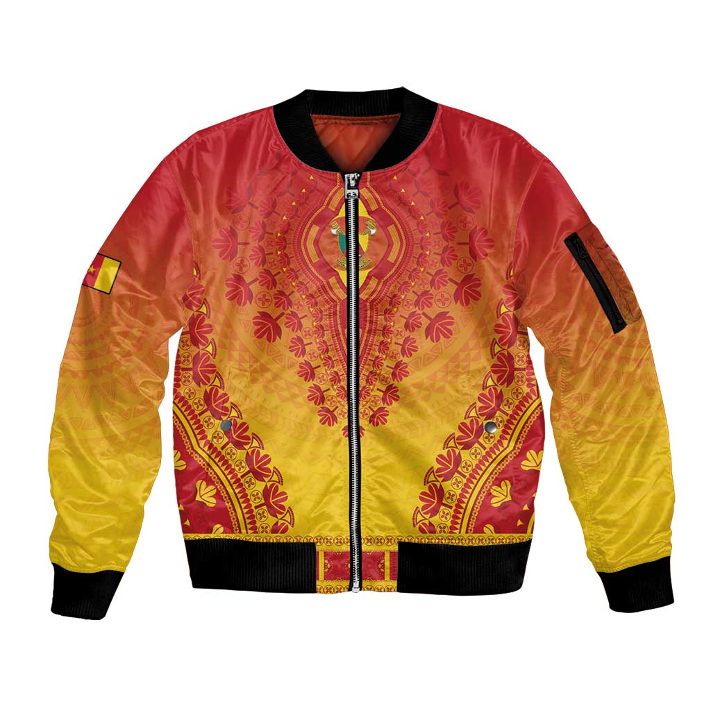 Personalized Cameroon African Dashiki Sleeve Zip Bomber Jacket - Wonder Print Shop