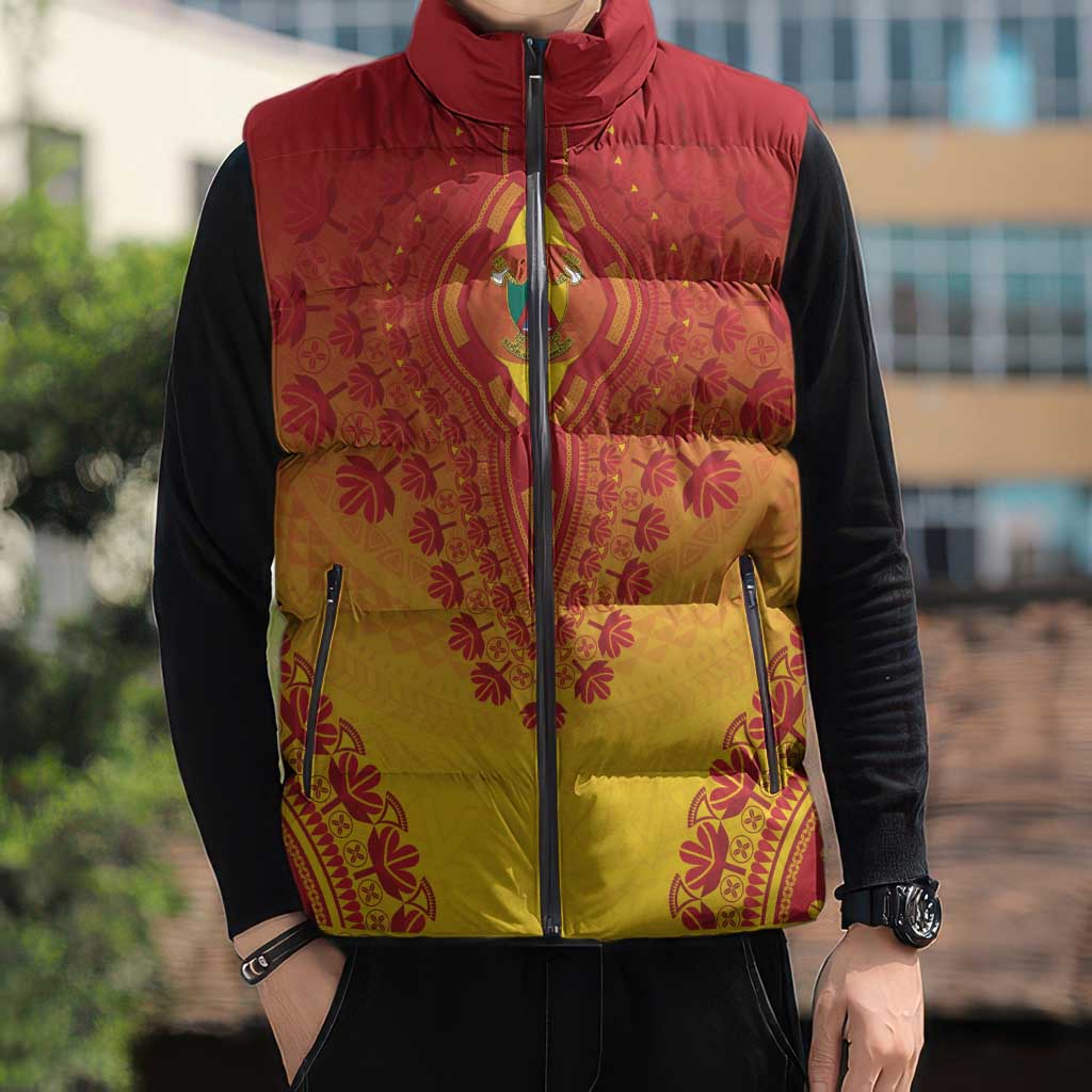 Personalized Cameroon African Dashiki Sleeveless Puffer Jacket - Wonder Print Shop