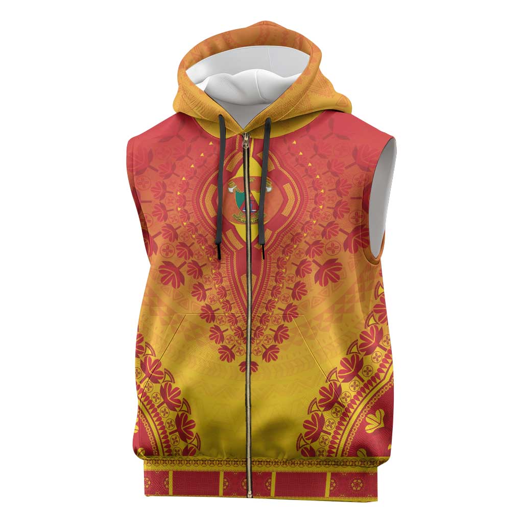 Personalized Cameroon African Dashiki Sleeveless Zip Hoodie - Wonder Print Shop