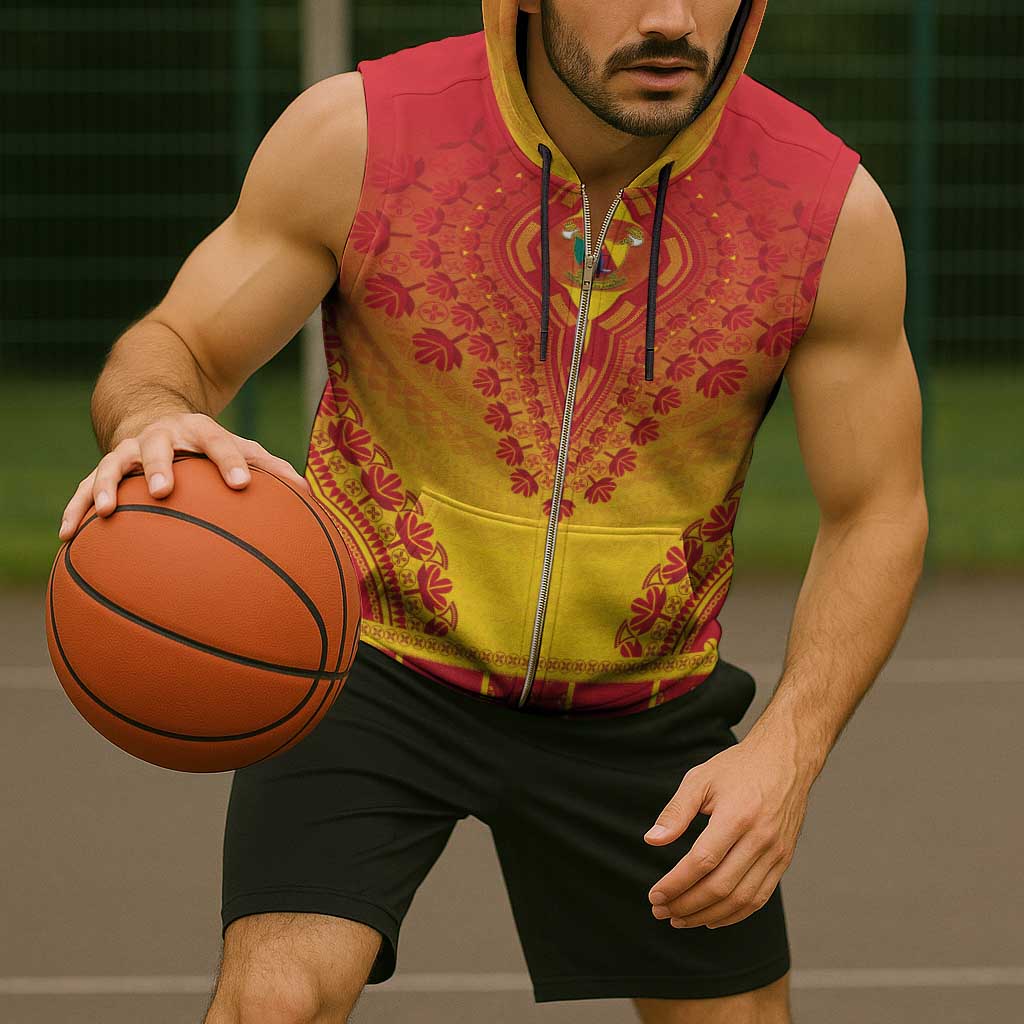 Personalized Cameroon African Dashiki Sleeveless Zip Hoodie - Wonder Print Shop