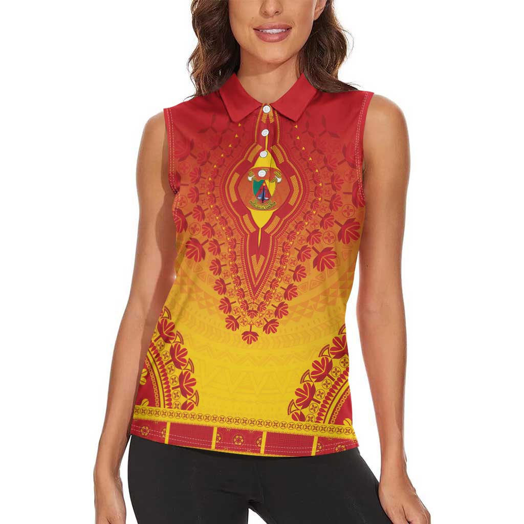 Personalized Cameroon African Dashiki Women Sleeveless Polo Shirt - Wonder Print Shop