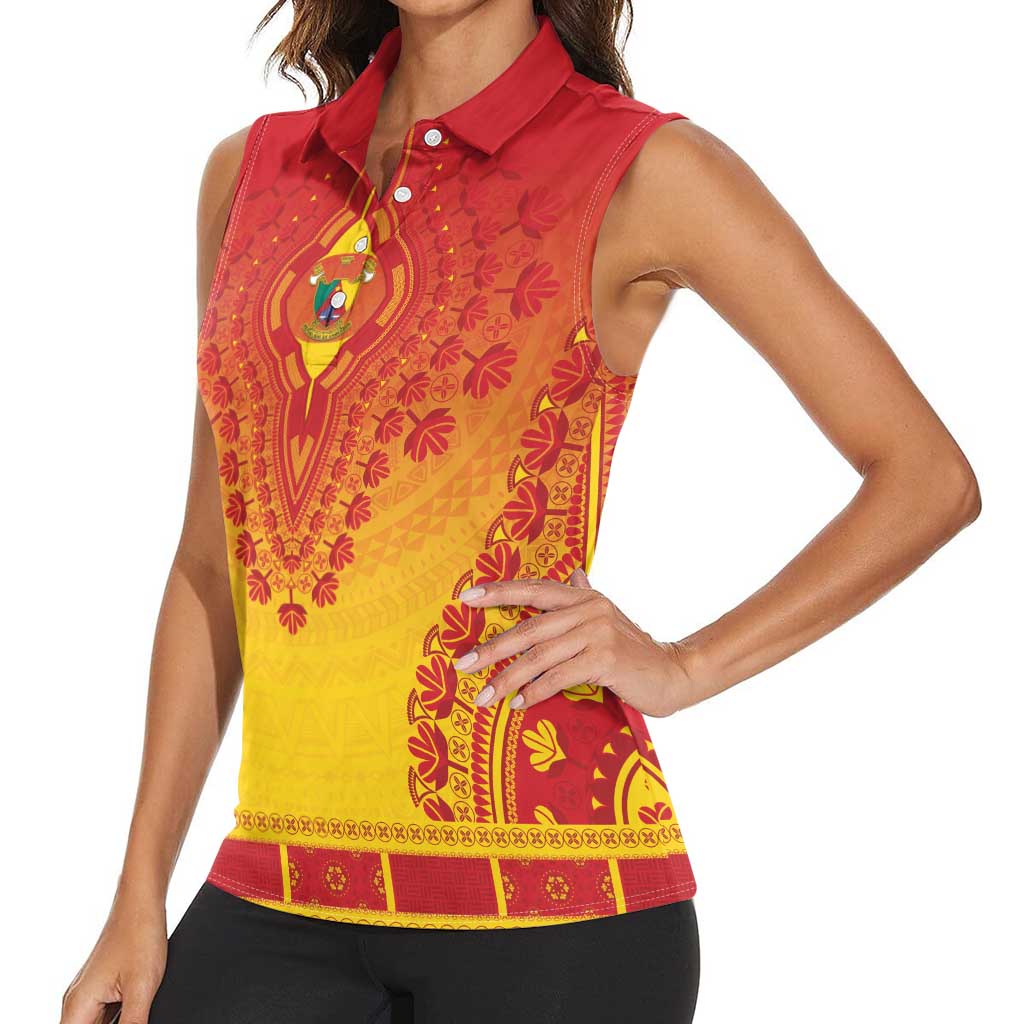 Personalized Cameroon African Dashiki Women Sleeveless Polo Shirt - Wonder Print Shop