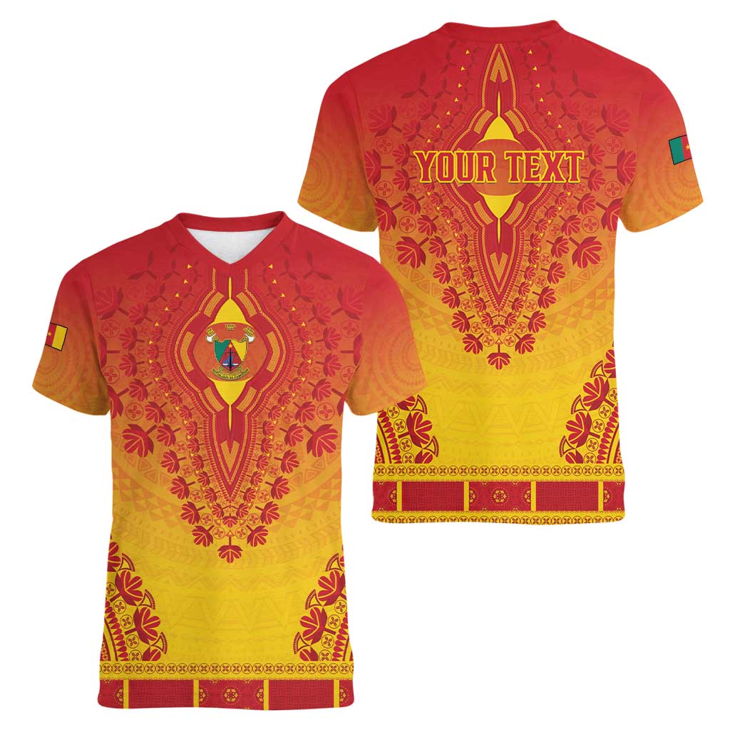 Personalized Cameroon African Dashiki Women V-Neck T-Shirt - Wonder Print Shop