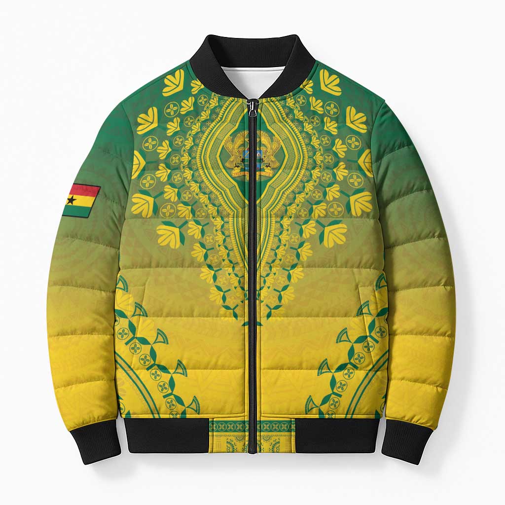Personalized Ghana African Dashiki Bomber Puffer Jacket - Wonder Print Shop