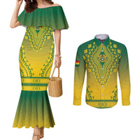 Personalized Ghana African Dashiki Couples Matching Mermaid Dress and Long Sleeve Button Shirt - Wonder Print Shop