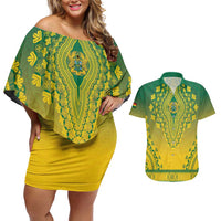 Personalized Ghana African Dashiki Couples Matching Off Shoulder Short Dress and Hawaiian Shirt - Wonder Print Shop