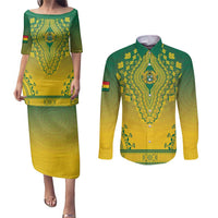 Personalized Ghana African Dashiki Couples Matching Puletasi and Long Sleeve Button Shirt - Wonder Print Shop