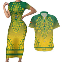 Personalized Ghana African Dashiki Couples Matching Short Sleeve Bodycon Dress and Hawaiian Shirt - Wonder Print Shop