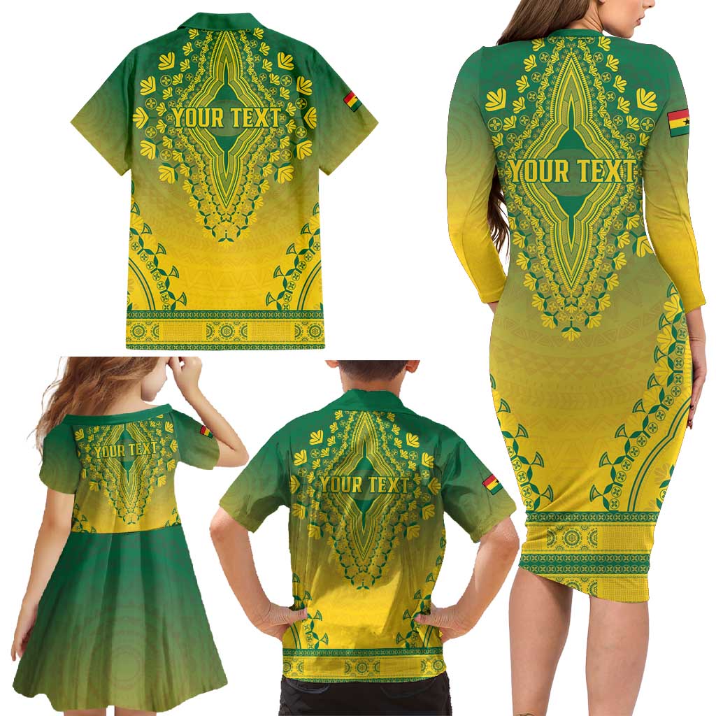 Personalized Ghana African Dashiki Family Matching Long Sleeve Bodycon Dress and Hawaiian Shirt - Wonder Print Shop
