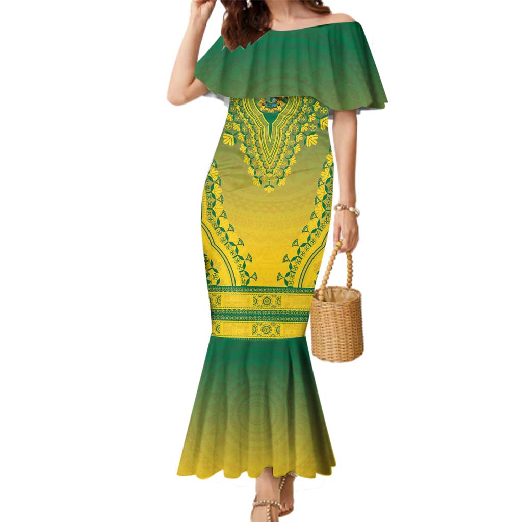 Personalized Ghana African Dashiki Family Matching Mermaid Dress and Hawaiian Shirt - Wonder Print Shop
