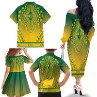 Personalized Ghana African Dashiki Family Matching Off The Shoulder Long Sleeve Dress and Hawaiian Shirt - Wonder Print Shop
