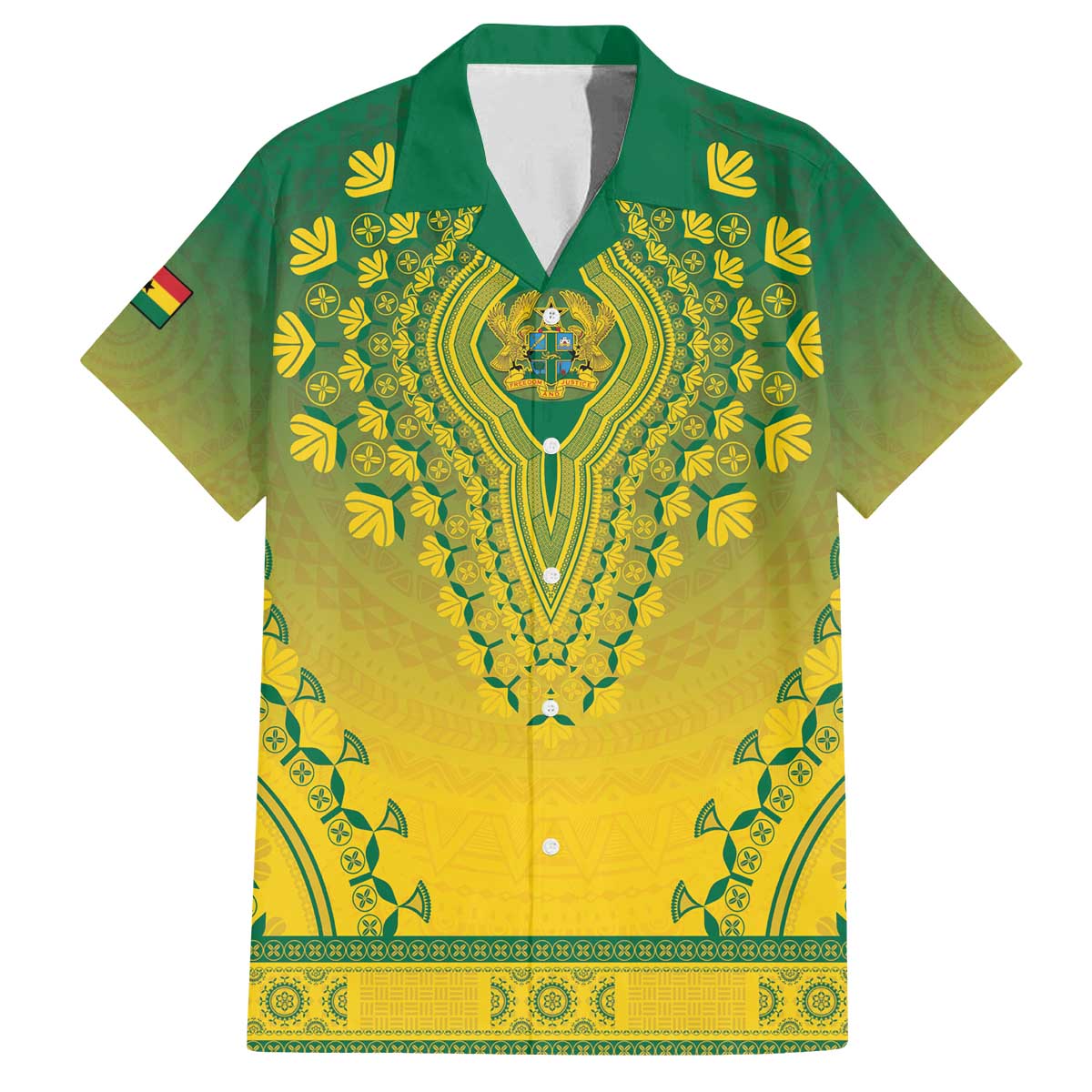 Personalized Ghana African Dashiki Family Matching Off The Shoulder Long Sleeve Dress and Hawaiian Shirt - Wonder Print Shop