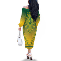 Personalized Ghana African Dashiki Family Matching Off The Shoulder Long Sleeve Dress and Hawaiian Shirt - Wonder Print Shop