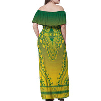 Personalized Ghana African Dashiki Family Matching Off Shoulder Maxi Dress and Hawaiian Shirt - Wonder Print Shop