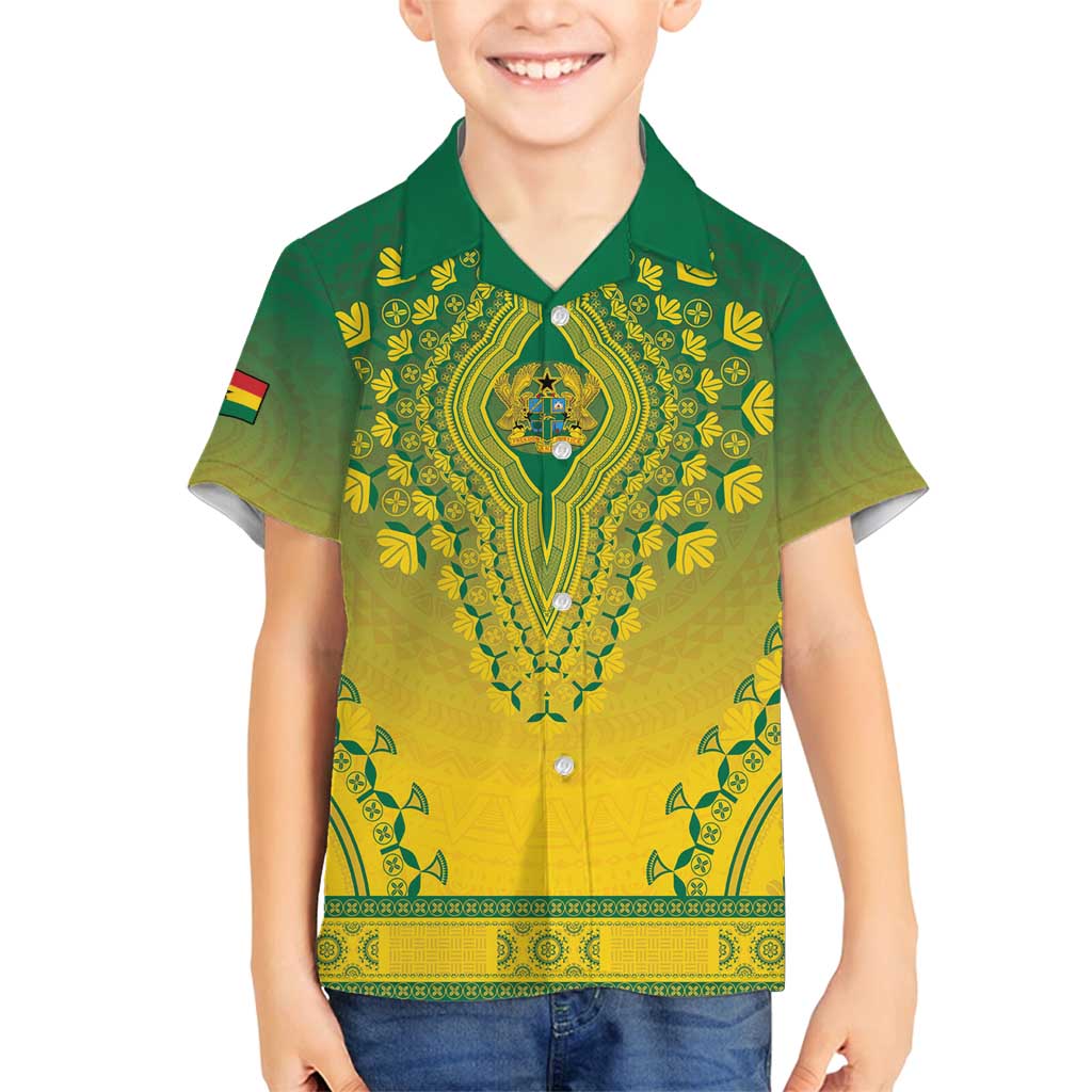 Personalized Ghana African Dashiki Family Matching Off Shoulder Maxi Dress and Hawaiian Shirt - Wonder Print Shop