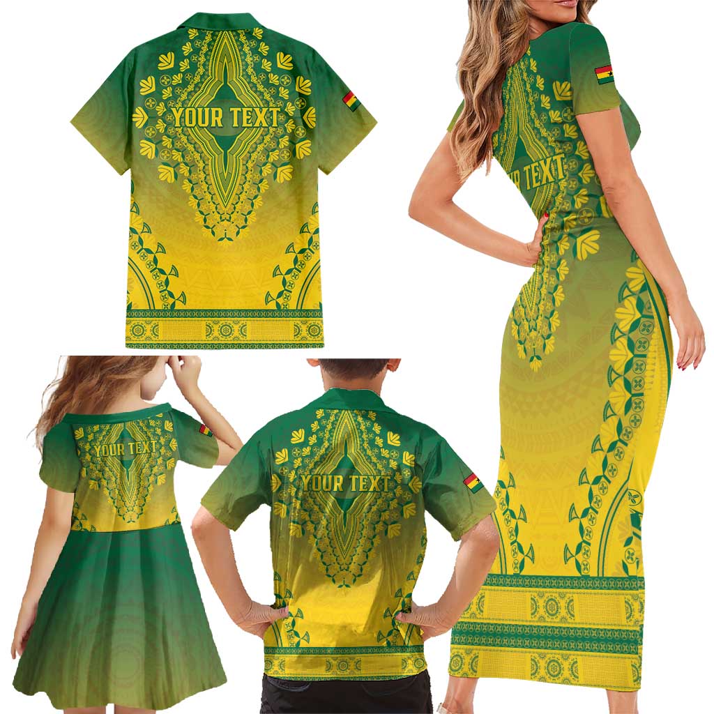 Personalized Ghana African Dashiki Family Matching Short Sleeve Bodycon Dress and Hawaiian Shirt - Wonder Print Shop