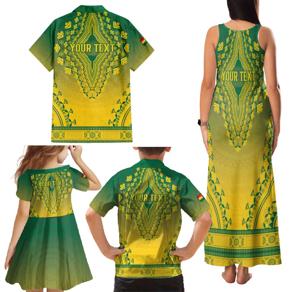 Personalized Ghana African Dashiki Family Matching Tank Maxi Dress and Hawaiian Shirt - Wonder Print Shop