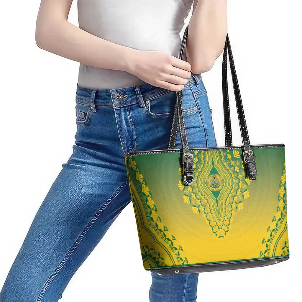 Ghana African Dashiki Leather Tote Bag - Wonder Print Shop
