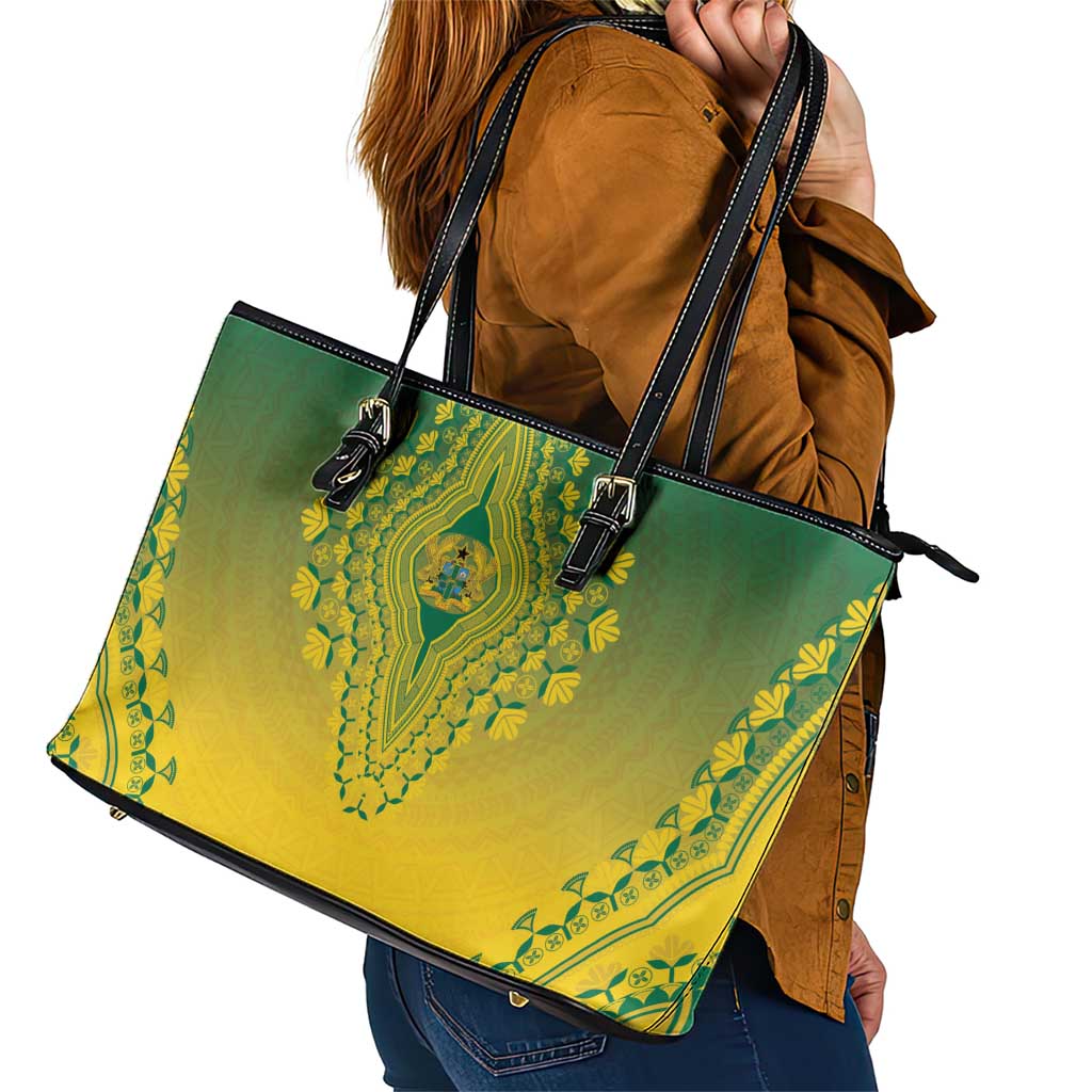 Ghana African Dashiki Leather Tote Bag - Wonder Print Shop
