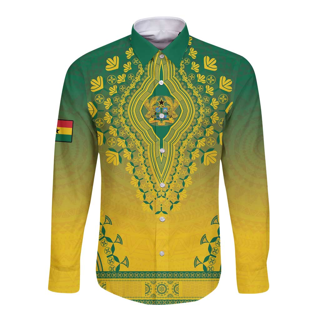 Personalized Ghana African Dashiki Long Sleeve Button Shirt - Wonder Print Shop