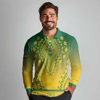 Personalized Ghana African Dashiki Long Sleeve Polo Shirt - Wonder Print Shop