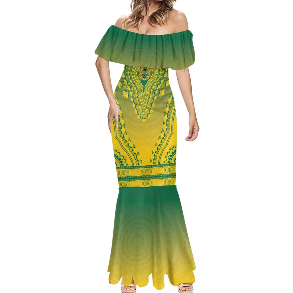 Personalized Ghana African Dashiki Mermaid Dress - Wonder Print Shop
