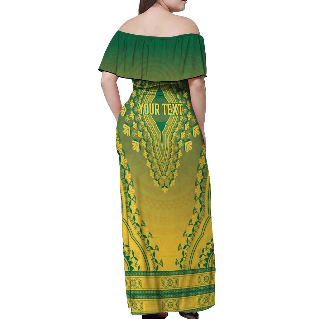 Personalized Ghana African Dashiki Off Shoulder Maxi Dress - Wonder Print Shop