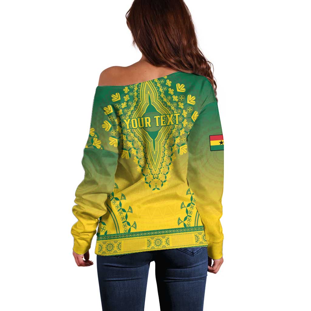 Personalized Ghana African Dashiki Off Shoulder Sweater - Wonder Print Shop